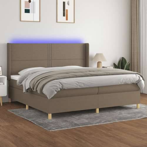 Krevet box spring s madracem LED smeđesivi 200x200 cm tkanina - Sivo-smeđa 200 x 200 cm Obično s čavlima Cijena
