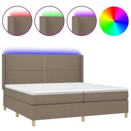 Krevet box spring s madracem LED smeđesivi 200x200 cm tkanina - Sivo-smeđa 200 x 200 cm Obično s čavlima Cijena