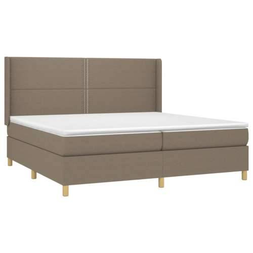 Krevet box spring s madracem LED smeđesivi 200x200 cm tkanina - Sivo-smeđa 200 x 200 cm Obično s čavlima Cijena