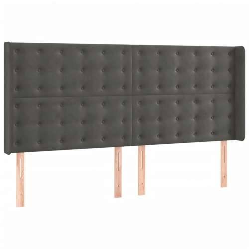 Krevet box spring s madracem LED tamnosivi 200x200 cm baršun - Tamno siva 200 x 200 cm gumbi Cijena