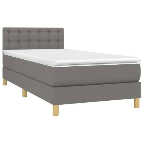Krevet box spring s madracem LED tamnosivi 80 x 200 cm tkanina - Tamno siva 80 x 200 cm gumbi Cijena