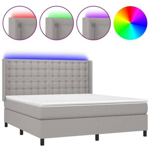 Krevet box spring s madracem LED svjetlosivi 180x200 cm tkanina - Svjetlosiva 180 x 200 cm gumbi Cijena