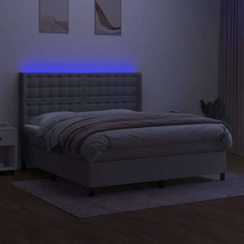 Krevet box spring s madracem LED svjetlosivi 180x200 cm tkanina - Svjetlosiva 180 x 200 cm gumbi Cijena