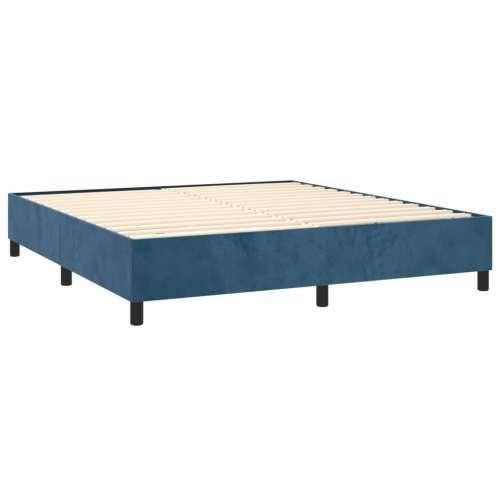 Krevet box spring s madracem LED tamnoplavi 160x200 cm baršun - Tamno plava 160 x 200 cm vodoravne pruge Cijena