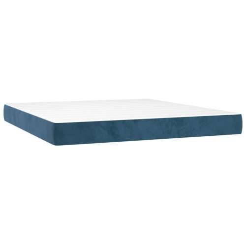 Krevet box spring s madracem LED tamnoplavi 160x200 cm baršun - Tamno plava 160 x 200 cm vodoravne pruge Cijena