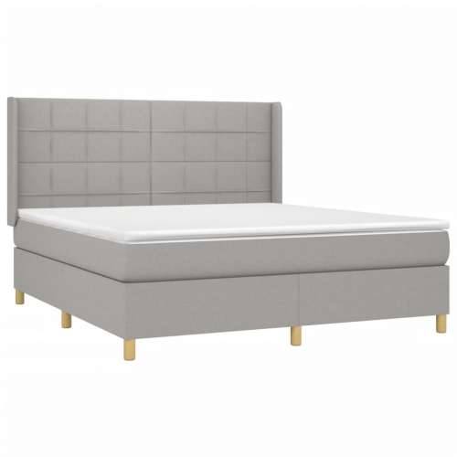 Krevet box spring s madracem LED svjetlosivi 160x200 cm tkanina - Svjetlosiva 160 x 200 cm Blok s kvadratima Cijena