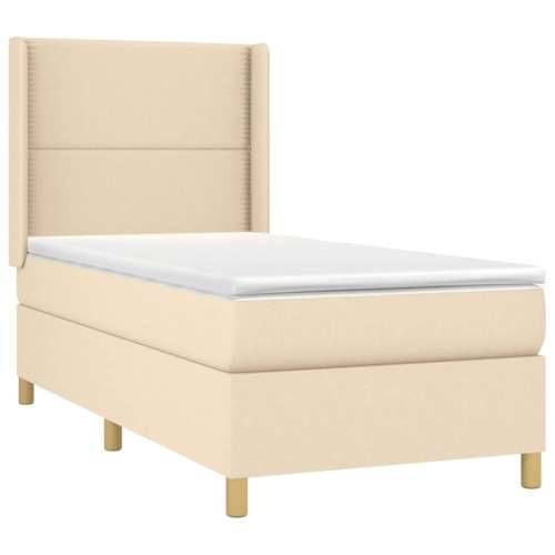 Krevet box spring s madracem LED krem 80 x 200 cm od tkanine - Krema 80 x 200 cm Obično s čavlima Cijena