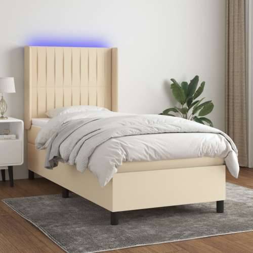 Krevet box spring s madracem LED krem 80 x 200 cm od tkanine - Krema 80 x 200 cm Okomite pruge Cijena