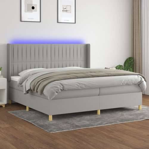 Krevet box spring s madracem LED svjetlosivi 200x200 cm tkanina - Svjetlosiva 200 x 200 cm Okomite pruge Cijena
