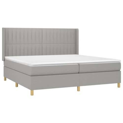 Krevet box spring s madracem LED svjetlosivi 200x200 cm tkanina - Svjetlosiva 200 x 200 cm Okomite pruge Cijena