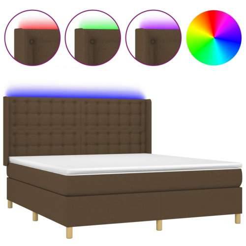 Krevet box spring s madracem LED tamnosmeđi 160x200 cm tkanina  - Tamno smeđa 160 x 200 cm gumbi Cijena