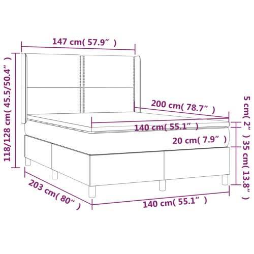 Krevet box spring s madracem LED plavi 140x200 cm od tkanine - Plava 140 x 200 cm Obično s čavlima Cijena