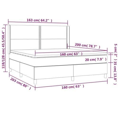 Krevet box spring s madracem LED svjetlosivi 160x200 cm tkanina - Svjetlosiva 160 x 200 cm Obično s čavlima Cijena