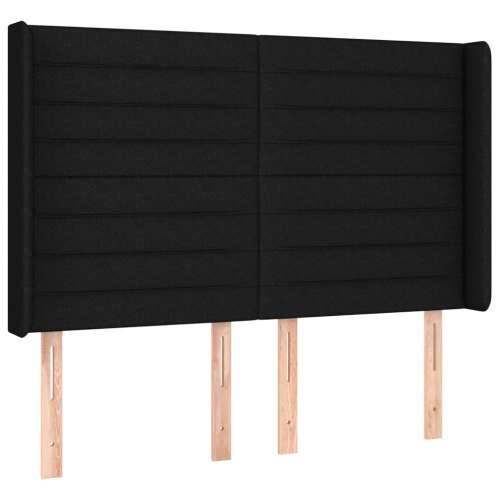 Krevet box spring s madracem LED crni 140x200 cm od tkanine - Crna 140 x 200 cm vodoravne pruge Cijena