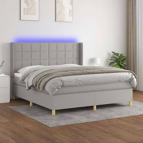 Krevet box spring s madracem LED svjetlosivi 180x200 cm tkanina - Svjetlosiva 180 x 200 cm Blok s kvadratima Cijena