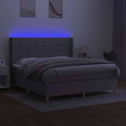 Krevet box spring s madracem LED svjetlosivi 180x200 cm tkanina - Svjetlosiva 180 x 200 cm Blok s kvadratima Cijena