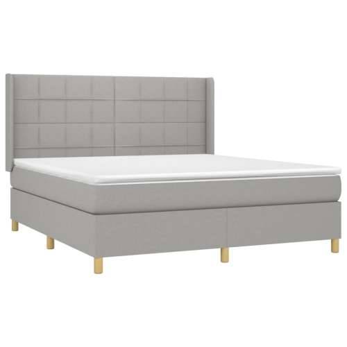 Krevet box spring s madracem LED svjetlosivi 180x200 cm tkanina - Svjetlosiva 180 x 200 cm Blok s kvadratima Cijena