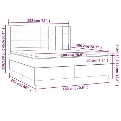Krevet box spring s madracem LED svjetlosivi 180x200 cm tkanina - Svjetlosiva 180 x 200 cm Blok s kvadratima Cijena