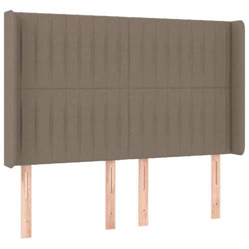 Krevet box spring s madracem LED smeđesivi 140x200 cm tkanina - Sivo-smeđa 140 x 200 cm Okomite pruge Cijena