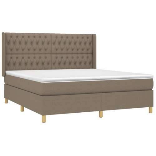 Krevet box spring s madracem LED smeđesivi 180x200 cm tkanina - Sivo-smeđa 180 x 200 cm Dizajn s gumbima Cijena