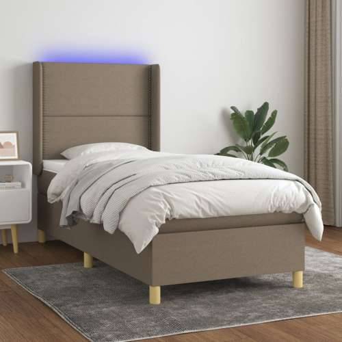 Krevet box spring s madracem LED smeđesivi 80 x 200 cm tkanina - Sivo-smeđa 80 x 200 cm Obično s čavlima Cijena