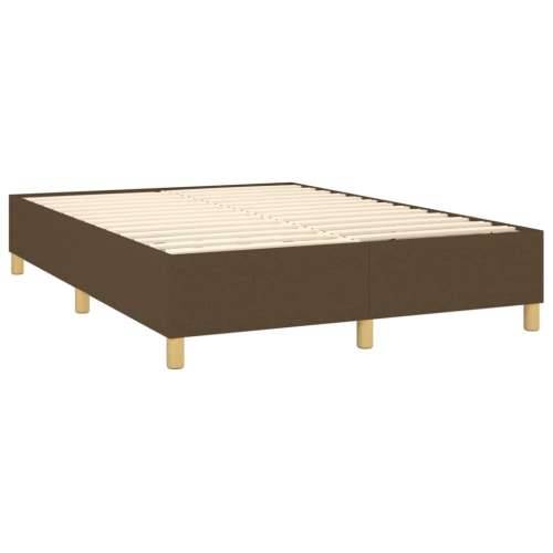 Krevet box spring s madracem LED tamnosmeđi 140x200 cm tkanina - Tamno smeđa 140 x 200 cm vodoravne pruge Cijena