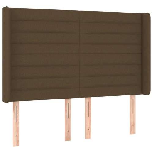 Krevet box spring s madracem LED tamnosmeđi 140x200 cm tkanina - Tamno smeđa 140 x 200 cm vodoravne pruge Cijena