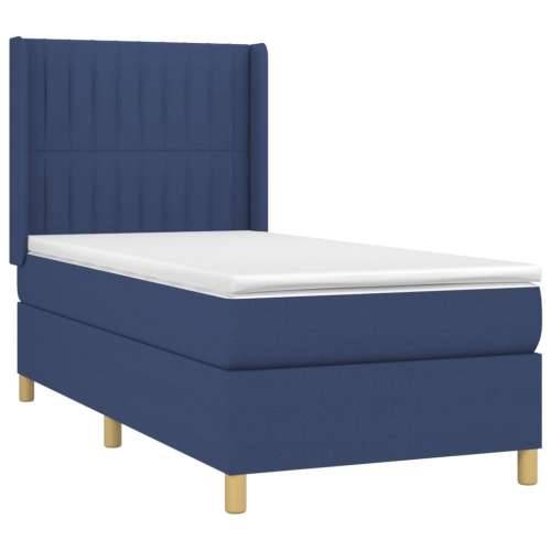 Krevet box spring s madracem LED plavi 80 x 200 cm od tkanine - Plava 80 x 200 cm Okomite pruge Cijena