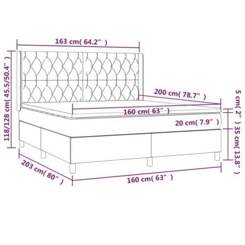 Krevet box spring s madracem LED plavi 160x200 cm od tkanine - Plava 160 x 200 cm Dizajn s gumbima Cijena