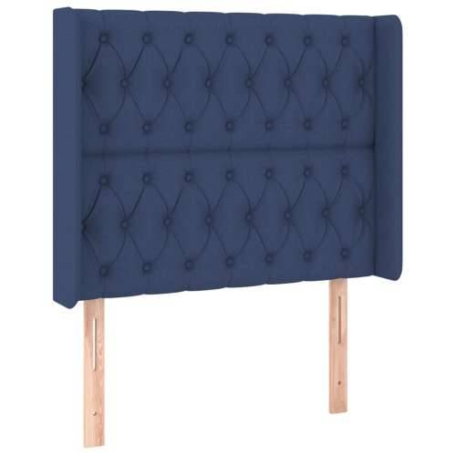 Krevet box spring s madracem LED plavi 90x200 cm od tkanine Plava 90 x 200 cm Dizajn s gumbima Cijena