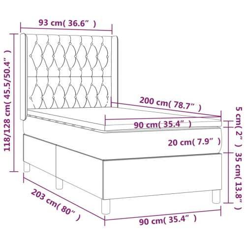 Krevet box spring s madracem LED plavi 90x200 cm od tkanine Plava 90 x 200 cm Dizajn s gumbima Cijena
