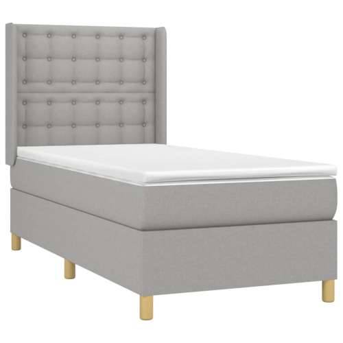 Krevet box spring s madracem LED svjetlosivi 90x200 cm tkanina - Svjetlosiva 90 x 200 cm gumbi Cijena