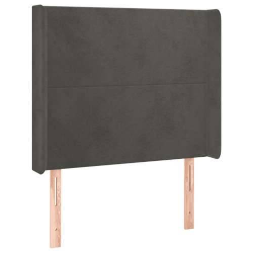 Krevet box spring s madracem LED tamnosivi 100x200 cm baršun - Tamno siva 100 x 200 cm Gladak dizajn Cijena