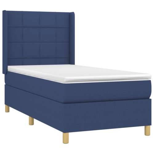 Krevet box spring s madracem LED plavi 90x190 cm od tkanine - Plava 90 x 190 cm Blok s kvadratima Cijena