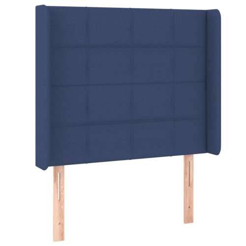 Krevet box spring s madracem LED plavi 90x190 cm od tkanine - Plava 90 x 190 cm Blok s kvadratima Cijena