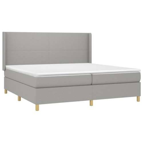 Krevet box spring s madracem LED svjetlosivi 200x200 cm tkanina - Svjetlosiva 200 x 200 cm Gladak dizajn Cijena