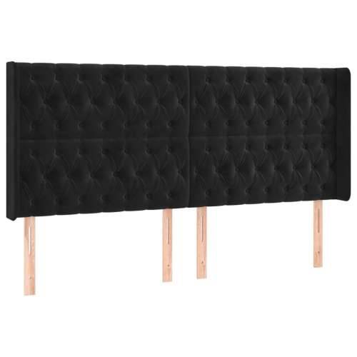 Krevet box spring s madracem LED crni 200x200 cm baršun - Crna 200 x 200 cm Dizajn s gumbima Cijena