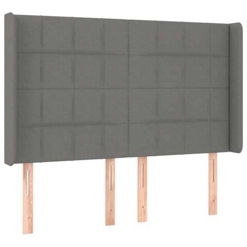 Krevet box spring s madracem LED tamnosivi 140x200 cm tkanina - Tamno siva 140 x 200 cm Blok s kvadratima Cijena