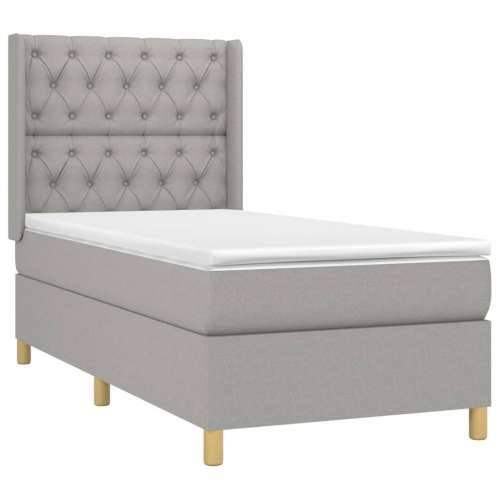 Krevet box spring s madracem LED svjetlosivi 80x200 cm tkanina - Svjetlosiva 80 x 200 cm Dizajn s gumbima Cijena