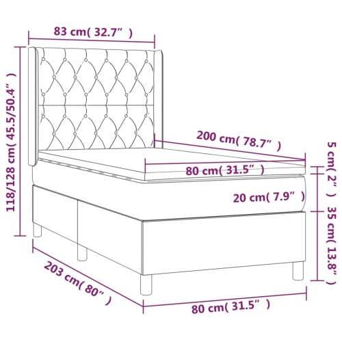 Krevet box spring s madracem LED svjetlosivi 80x200 cm tkanina - Svjetlosiva 80 x 200 cm Dizajn s gumbima Cijena