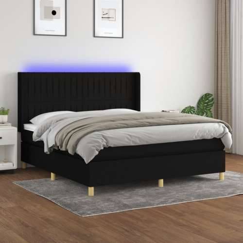 Krevet box spring s madracem LED crni 180x200 cm od tkanine - Crna 180 x 200 cm Okomite pruge Cijena