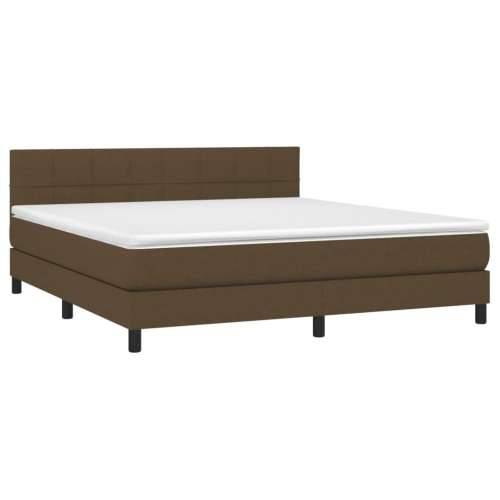 Krevet box spring s madracem LED tamnosmeđi 160x200 cm tkanina - Tamno smeđa 160 x 200 cm Blok s kvadratima Cijena