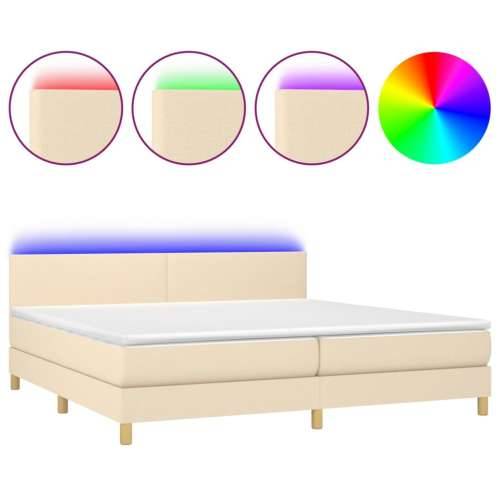 Krevet box spring s madracem LED krem 200x200 cm od tkanine - Krema 200 x 200 cm Gladak dizajn Cijena