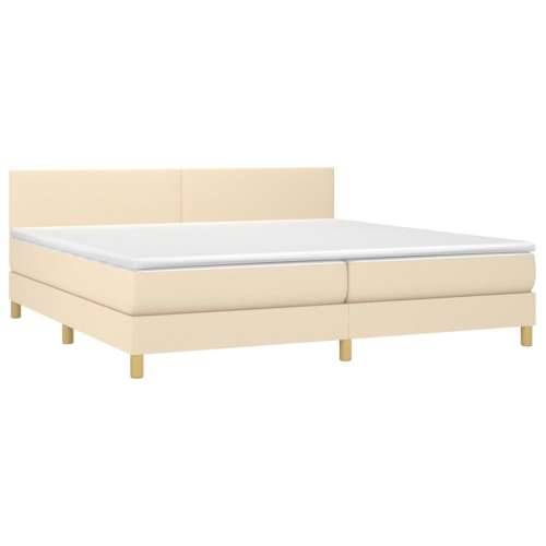 Krevet box spring s madracem LED krem 200x200 cm od tkanine - Krema 200 x 200 cm Gladak dizajn Cijena
