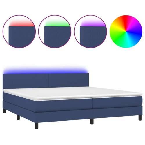 Krevet box spring s madracem LED plavi 200x200 cm od tkanine - Plava 200 x 200 cm Gladak dizajn Cijena