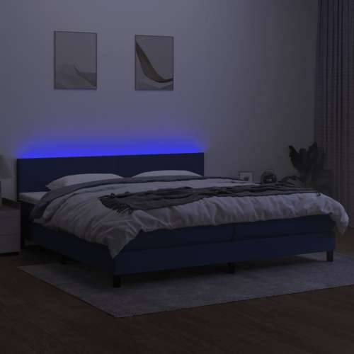 Krevet box spring s madracem LED plavi 200x200 cm od tkanine - Plava 200 x 200 cm Gladak dizajn Cijena