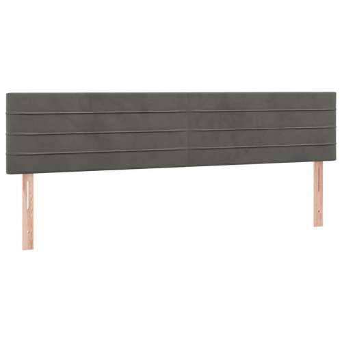 Krevet box spring s madracem LED tamnosivi 200x200 cm baršun - Tamno siva 200 x 200 cm vodoravne pruge Cijena