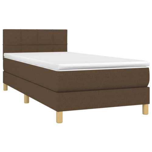 Krevet box spring s madracem LED tamnosmeđi 100x200 cm tkanina - Tamno smeđa 100 x 200 cm Blok s kvadratima Cijena