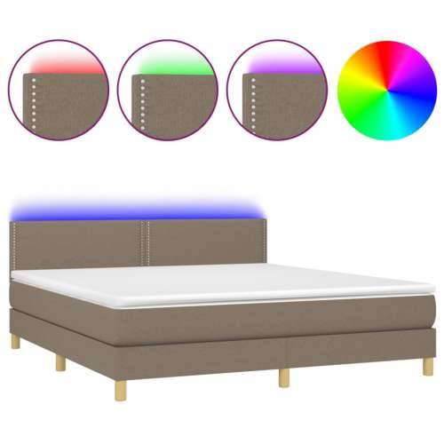 Krevet box spring s madracem LED smeđesivi 160x200 cm tkanina - Sivo-smeđa 160 x 200 cm Obično s čavlima Cijena