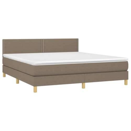 Krevet box spring s madracem LED smeđesivi 160x200 cm tkanina - Sivo-smeđa 160 x 200 cm Obično s čavlima Cijena